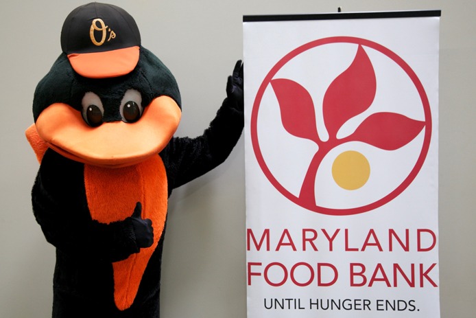Orioles Bird loves the Maryland Food Bank