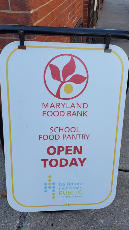 Maryland food bank open sign