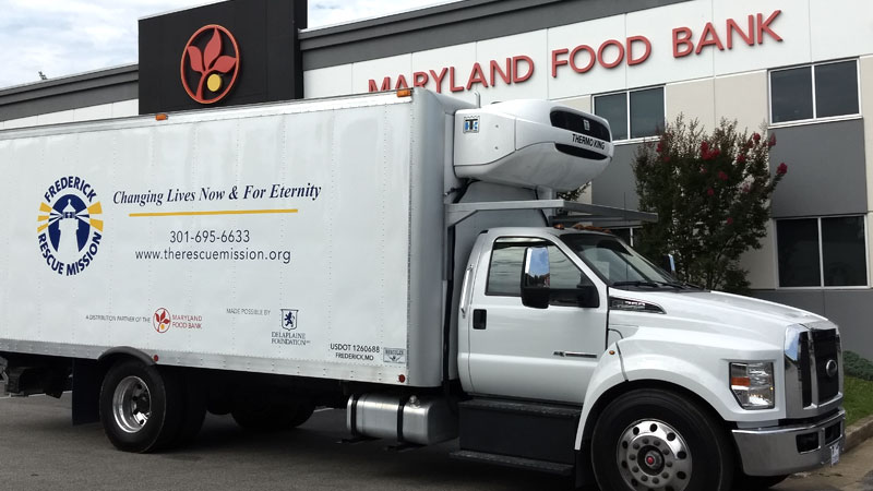 Frederick Rescue Mission truck parked at Maryland Food Bank