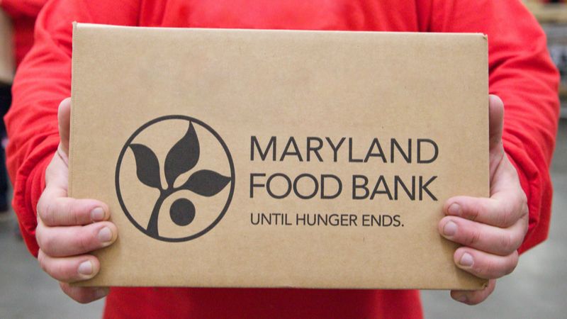 Maryland Food Bank BUB box held by person in red shirt