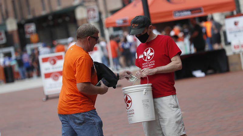 collecting donations at Orioles game