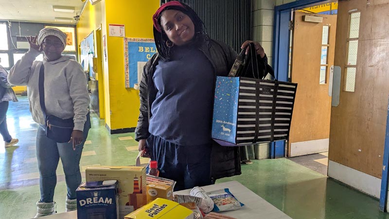 Stephanie at the Belmont Elementary School Pantry
