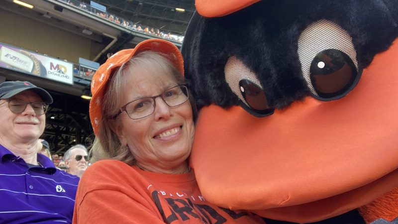Kate Murphy with the Oriole bird