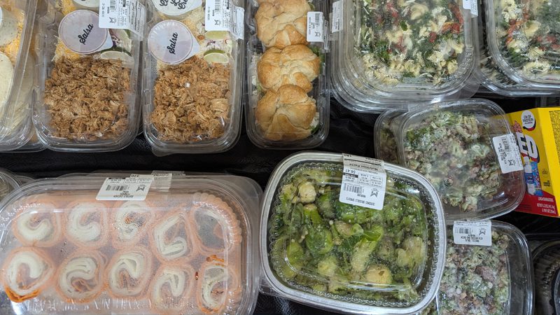 overhead view of Rebirth prepared and packaged meals