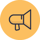 megaphone icon yellow circle