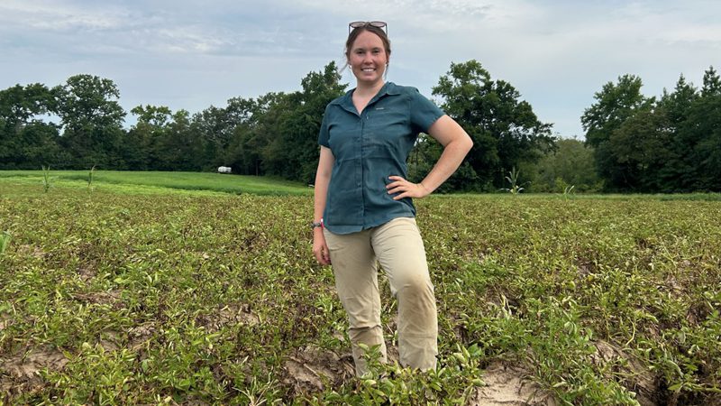 Megan Davidson an Agronomist standing outside in a field