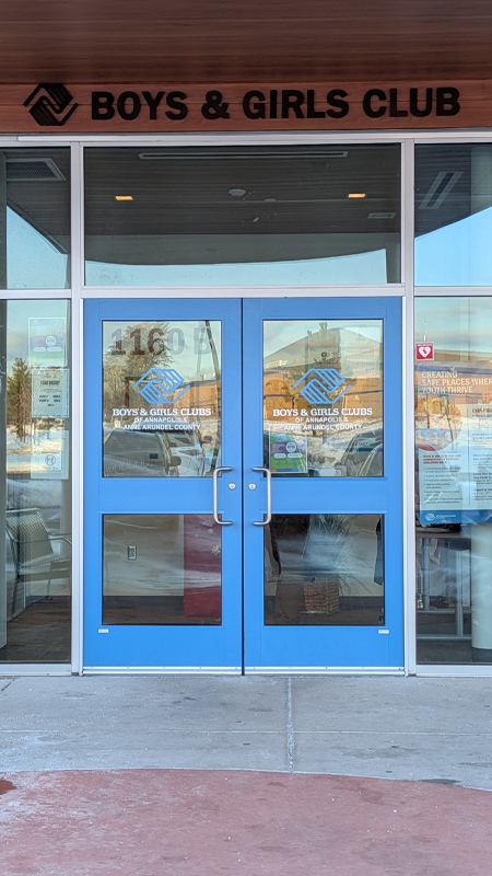 blue double doorway for the Boys and Girls Club